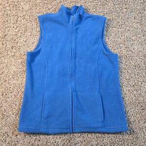 LL Bean Teal Blue Full Zip Polartec Fleece Vest  Women's Large